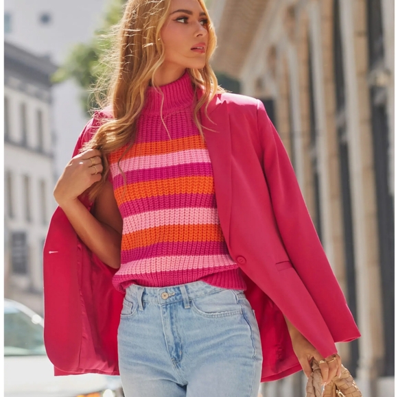 100% Wool Sag Harbor One Front Button Lined Women's Pink Suit Jacket Size 18 - Picture 1 of 10